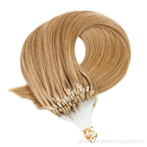 Hot Selling premium seamless colorful remy natural mink microlink loop ring hair extensions